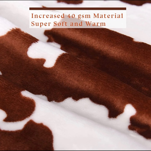 Cow Print Blanket Soft Fleece Fall Throw - Picture 3 of 4